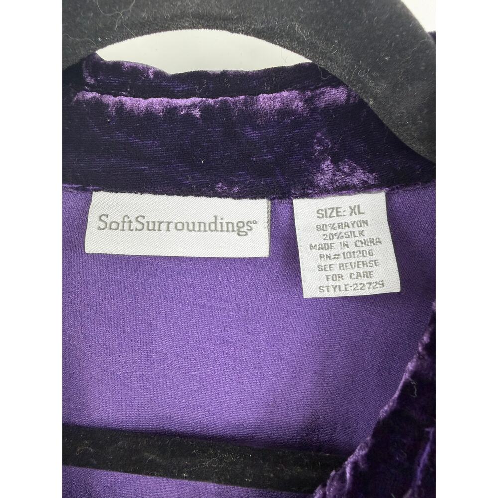 Soft Surroundings Womens Button Up Shirt Size XL Velvet Purple Long Sleeve Goth - Picture 3 of 9